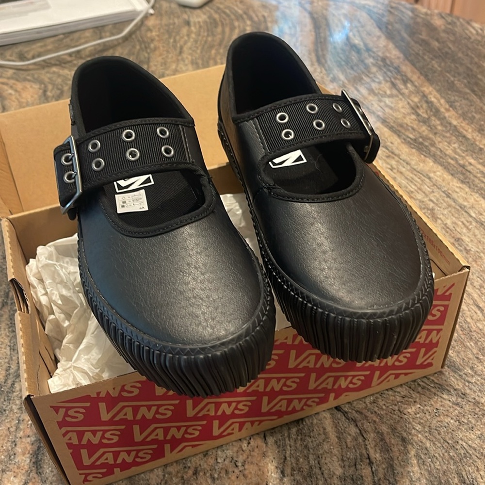 Vans Mary Jane creeper grunge core black leather vans New size 6